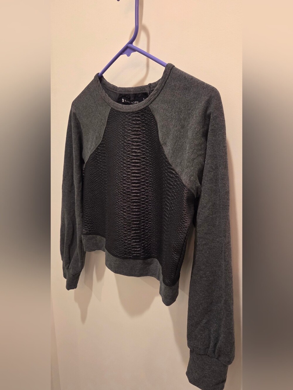 blanc noir Charcoal Grey Snake Jacquard Crew Sweatshirt